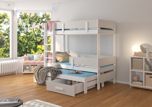 Кровать двухъярусная ADRK Furniture Etapo 90x200 см, белая/серая цена и информация | Детские кровати | kaup24.ee