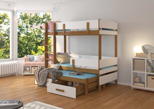 Кровать двухъярусная ADRK Furniture Etapo 90x200 см, коричневая/белая цена и информация | Детские кровати | kaup24.ee