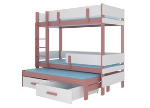 Narivoodi ADRK Furniture Etapo 90x200cm, roosa/valge цена и информация | Детские кровати | kaup24.ee