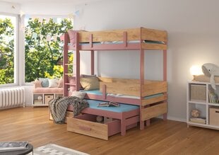 Кровать двухъярусная ADRK Furniture Etapo 90x200 см, розовая/коричневая цена и информация | Детские кровати | kaup24.ee