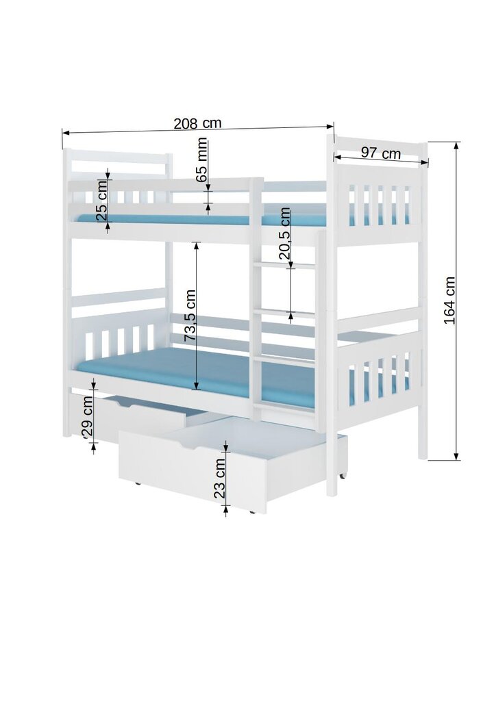 Narivoodi ADRK Furniture Ada 90x200cm, helepruun hind ja info | Lastevoodid | kaup24.ee