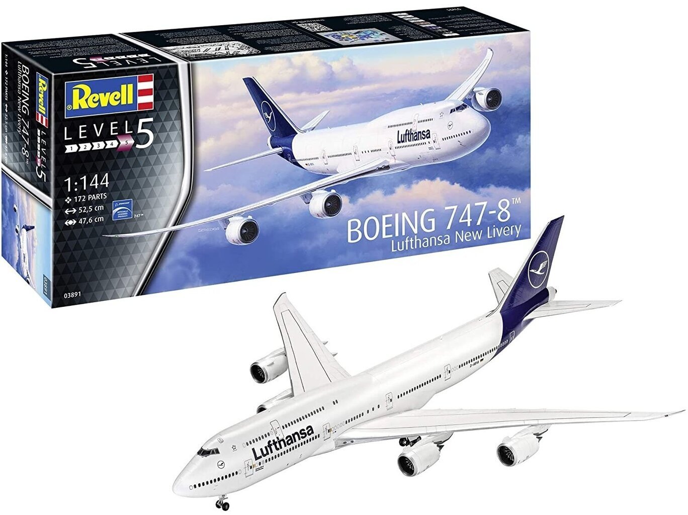 Revell - Boeing 747-8 Lufthansa "New Livery", 1/144, 03891 hind ja info | Klotsid ja konstruktorid | kaup24.ee
