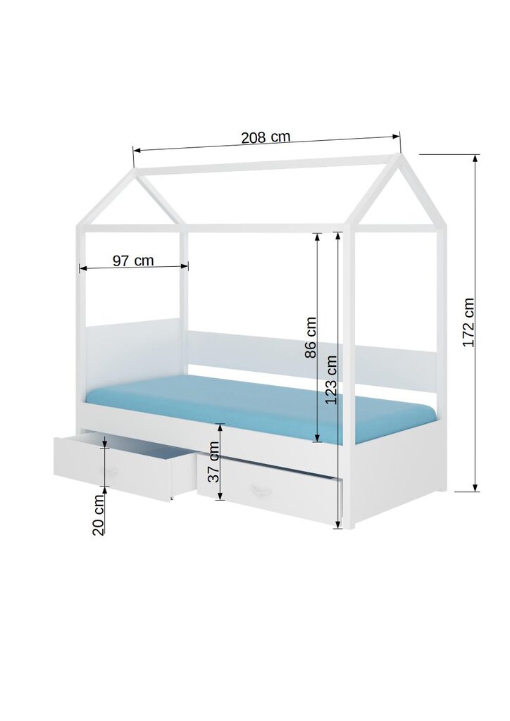 Voodi ADRK Furniture Rose 90x200 cm, tumehall hind ja info | Lastevoodid | kaup24.ee