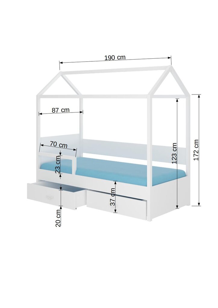 Voodi ADRK Furniture Rose 80x190 cm küljekaitsega, tamme värv цена и информация | Lastevoodid | kaup24.ee