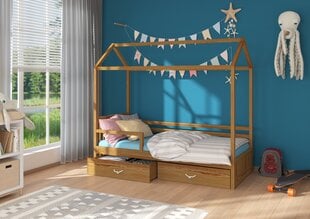 Voodi ADRK Furniture Rose 80x190 cm küljekaitsega, tamme värv цена и информация | Детские кровати | kaup24.ee