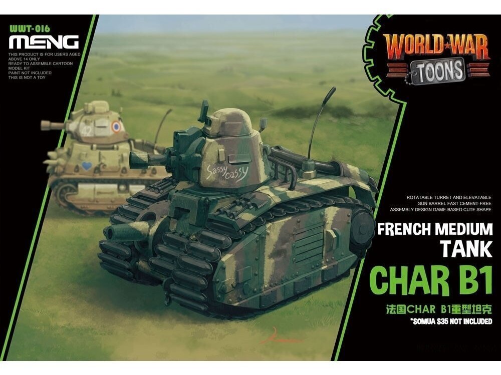 Meng Model - World War Toons Char B1 French Medium Tank, WWT-016 hind ja info | Klotsid ja konstruktorid | kaup24.ee