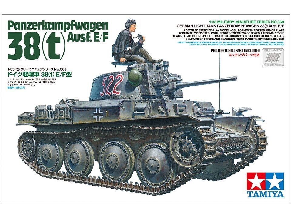 Tamiya - Pz.Kpfw.38(t) Ausf. E/F, 1/35, 35369 hind ja info | Klotsid ja konstruktorid | kaup24.ee