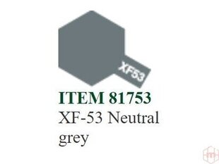 Краска Tamiya - XF-53 Neutral grey, 10 мл цена и информация | Принадлежности для рисования, лепки | kaup24.ee