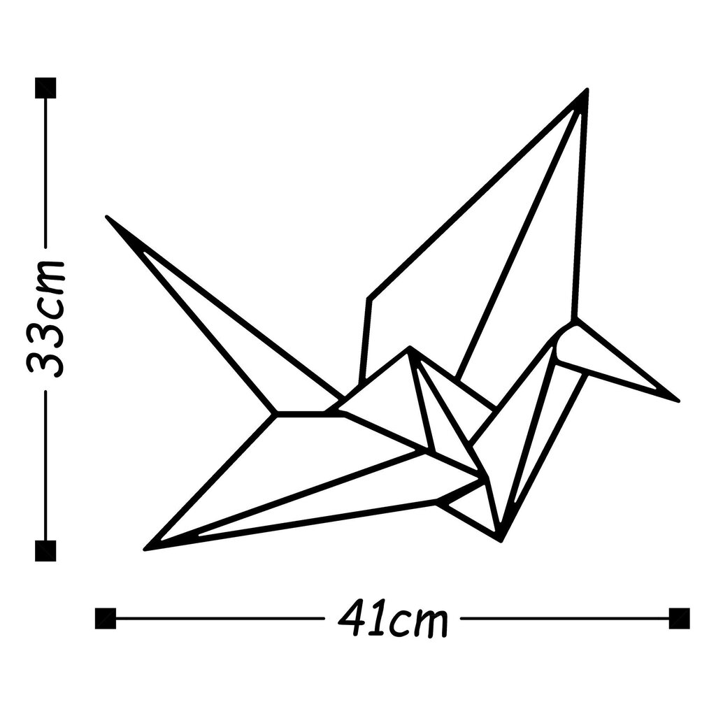 Metallist seinadekoratsioon Origami Black, 33x41 cm hind ja info | Sisustuselemendid | kaup24.ee