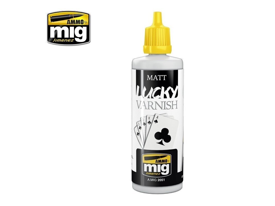 Ammo Mig - Matt Lucky Varnish matt akrüüllakk, 60ml. AMIG2051 цена и информация | Kunstitarbed, voolimise tarvikud | kaup24.ee