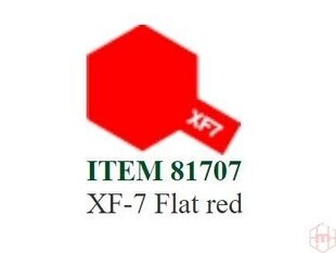 Краска Tamiya - XF-7 Flat red, 10 мл цена и информация | Принадлежности для рисования, лепки | kaup24.ee