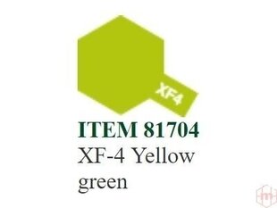 Краска Tamiya - XF-4 Yellow green, 10 мл цена и информация | Принадлежности для рисования, лепки | kaup24.ee