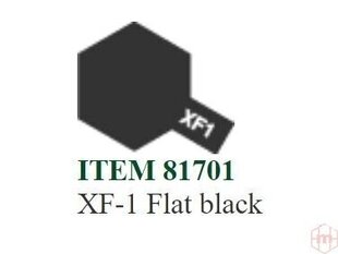 Tamiya - XF-1 Flat black, 10ml цена и информация | Принадлежности для рисования, лепки | kaup24.ee