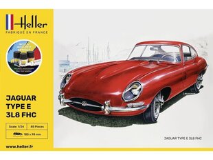 Сборная пластиковая модель начинающему моделисту Heller - Jaguar Type E 3L8 FHC Starter Set, 1/24, 56709 цена и информация | Конструкторы и кубики | kaup24.ee