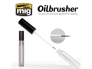 Масляная краска с аппликатором с тонкой кистью AMMO MIG - Oilbrusher - SILVER цена и информация | Принадлежности для рисования, лепки | kaup24.ee