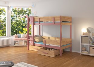 Narivoodi ADRK Furniture Etiona 90x200cm, roosa/pruun цена и информация | Детские кровати | kaup24.ee