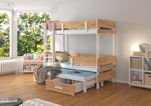 Кровать двухъярусная ADRK Furniture Etapo 80x180 см, белая/коричневая цена и информация | Детские кровати | kaup24.ee