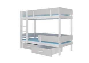 Кровать двухъярусная ADRK Furniture Etiona 90x200 см, белая/серая цена и информация | Детские кровати | kaup24.ee