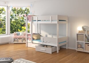 Кровать двухъярусная ADRK Furniture Etiona 90x200 см, белая/серая цена и информация | Детские кровати | kaup24.ee