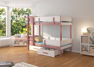 Narivoodi ADRK Furniture Etiona 80x180cm, roosa/valge цена и информация | Детские кровати | kaup24.ee