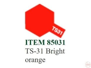 Аэрозольная краска Tamiya - TS-31 Bright orange, 100 мл цена и информация | Принадлежности для рисования, лепки | kaup24.ee