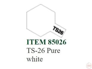 Аэрозольная краска Tamiya - TS-26 Pure white, 100 мл цена и информация | Принадлежности для рисования, лепки | kaup24.ee