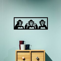 Metallist seinadekoratsioon Three Monkeys M, 70x25 cm цена и информация | Детали интерьера | kaup24.ee