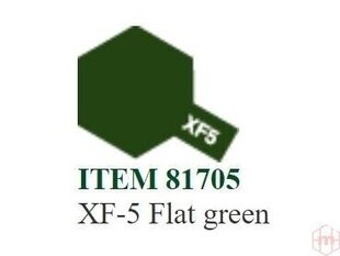 Краска Tamiya - XF-5 Flat green, 10 мл цена и информация | Принадлежности для рисования, лепки | kaup24.ee