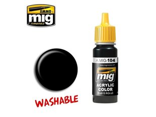 AMMO MIG - WASHABLE BLACK, 17ml. 0104 цена и информация | Принадлежности для рисования, лепки | kaup24.ee