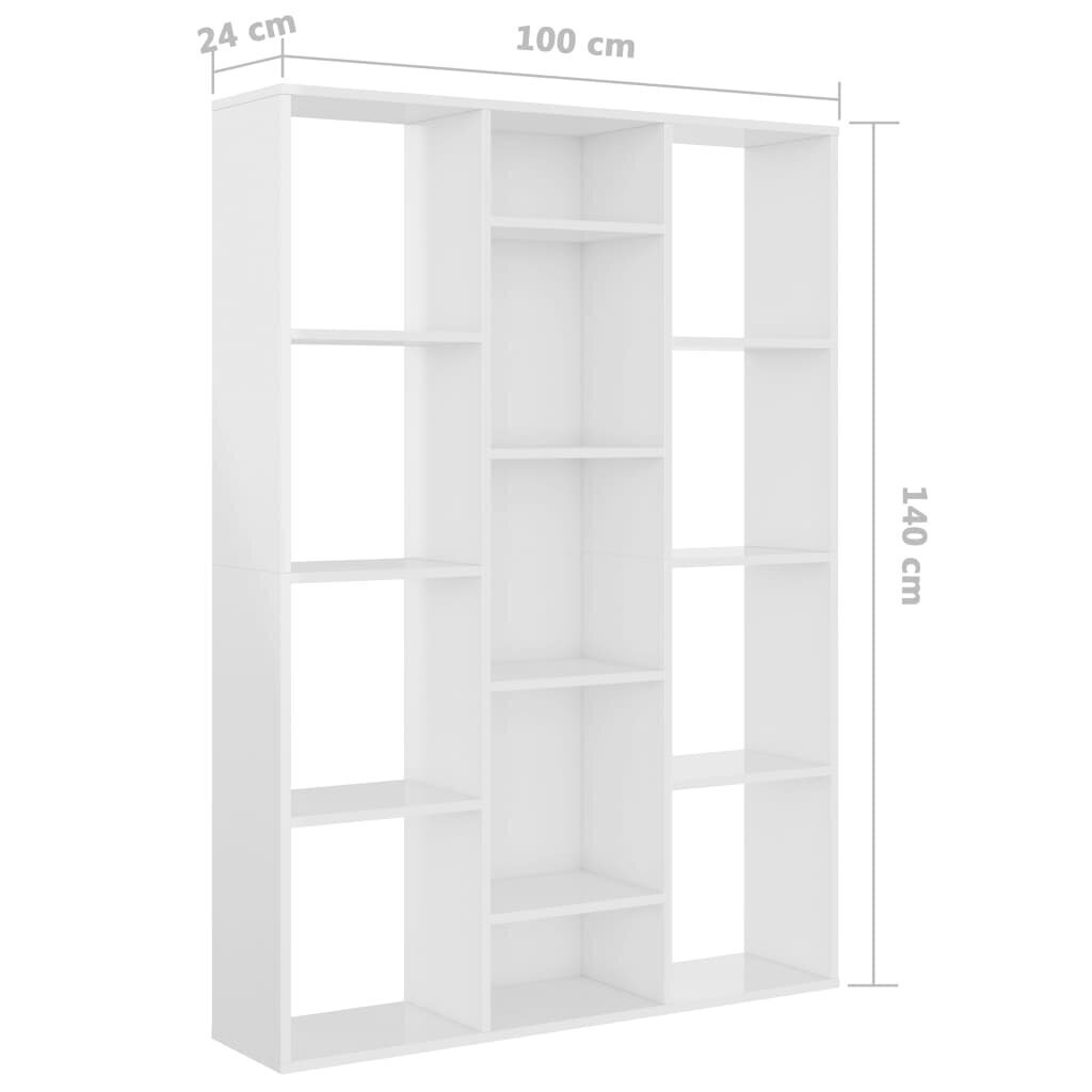 Ruumijagaja/raamaturiiul VidaXL, valge, 100 x 24 x 140 cm, puitlaastplaat hind ja info | Riiulid | kaup24.ee