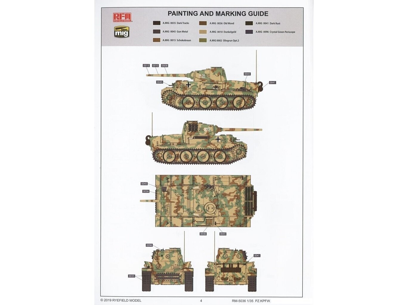 Rye Field Model - Pz.Kpfw.VI (7,5cm) Ausf.B (VK36.01), 1/35, RFM-5036 hind ja info | Klotsid ja konstruktorid | kaup24.ee