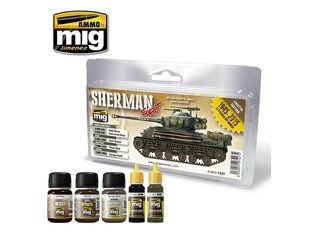 Набор с необходимыми и необходимыми продуктами для покраски танков AMMO MIG - FURY SHERMAN SET. AMIG7427 цена и информация | Принадлежности для рисования, лепки | kaup24.ee