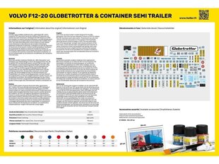 Heller - Volvo F12-20 Globe Trotter & Container Semi Trailer Starter Set, 1/32, 57702 цена и информация | Конструкторы и кубики | kaup24.ee