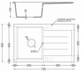 Granitinė virtuvinė plautuvė Mexen Bruno su sifonu, Black granite+Chrome, 795 x 495 mm цена и информация | Раковины на кухню | kaup24.ee