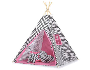 Игровая палатка-типис набор Bobono Mega Chevron, черная / розовая цена и информация | Детские игровые домики | kaup24.ee