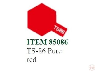 Аэрозольная краска Tamiya - TS-86 Pure red, 100 мл цена и информация | Принадлежности для рисования, лепки | kaup24.ee