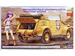 Пластиковая сборная модель Hasegawa - Wild Egg Girls No.02 Pkw.K1 Kubelwagen Type 82 "Claire Frost" w/Figure, 1/24, 52160 цена и информация | Конструкторы и кубики | kaup24.ee