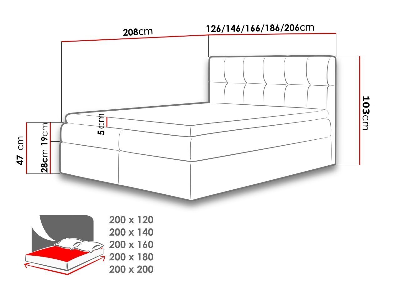 Kontinentaalvoodi Rico 140x200 cm hind ja info | Voodid | kaup24.ee