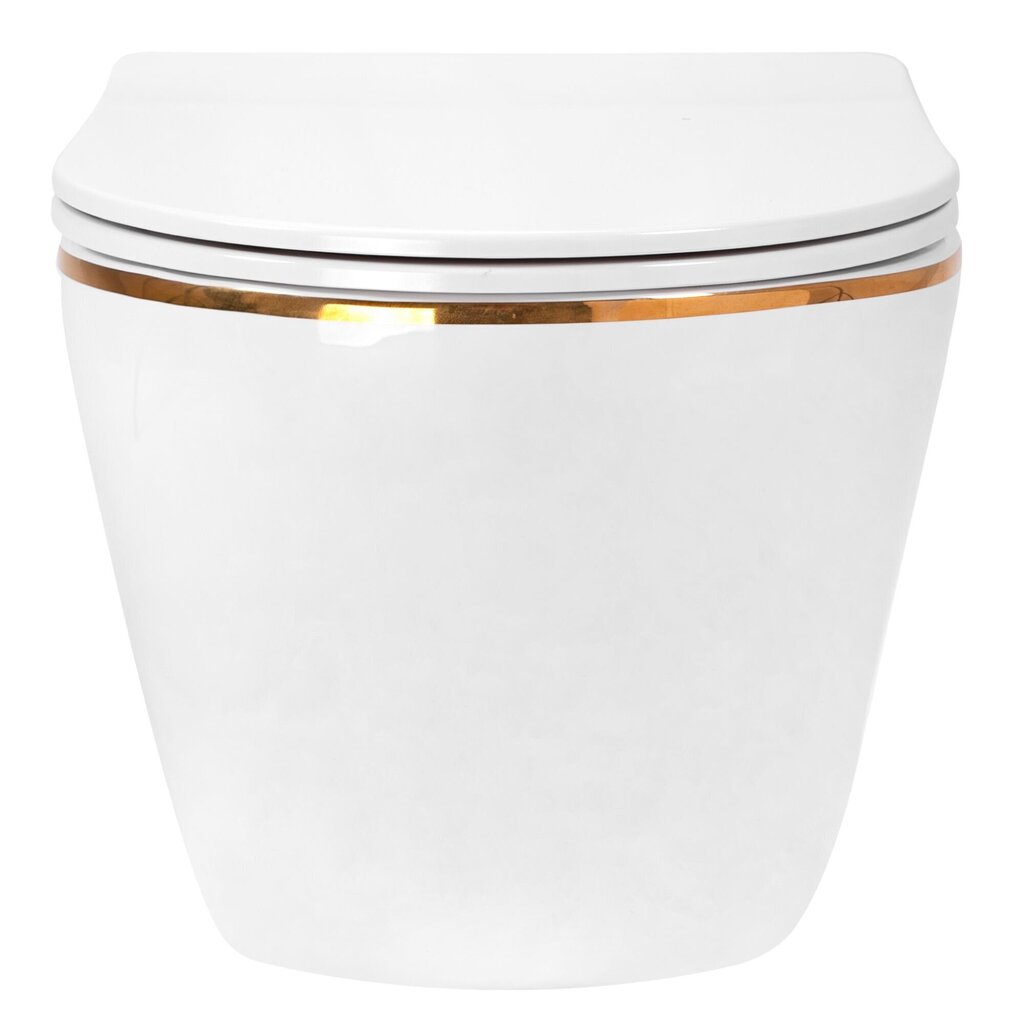 WC-pott REA Carlo Mini Flat, White/Gold edge цена и информация | WС-potid | kaup24.ee