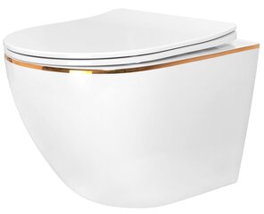 WC-pott REA Carlo Mini Flat, White/Gold edge цена и информация | Унитазы | kaup24.ee