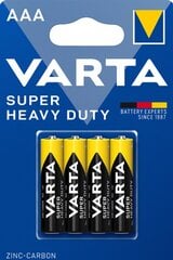 Patareid Varta Superlife/Super Heavy Duty, AAA (LR03), 4 tk цена и информация | Батарейки | kaup24.ee