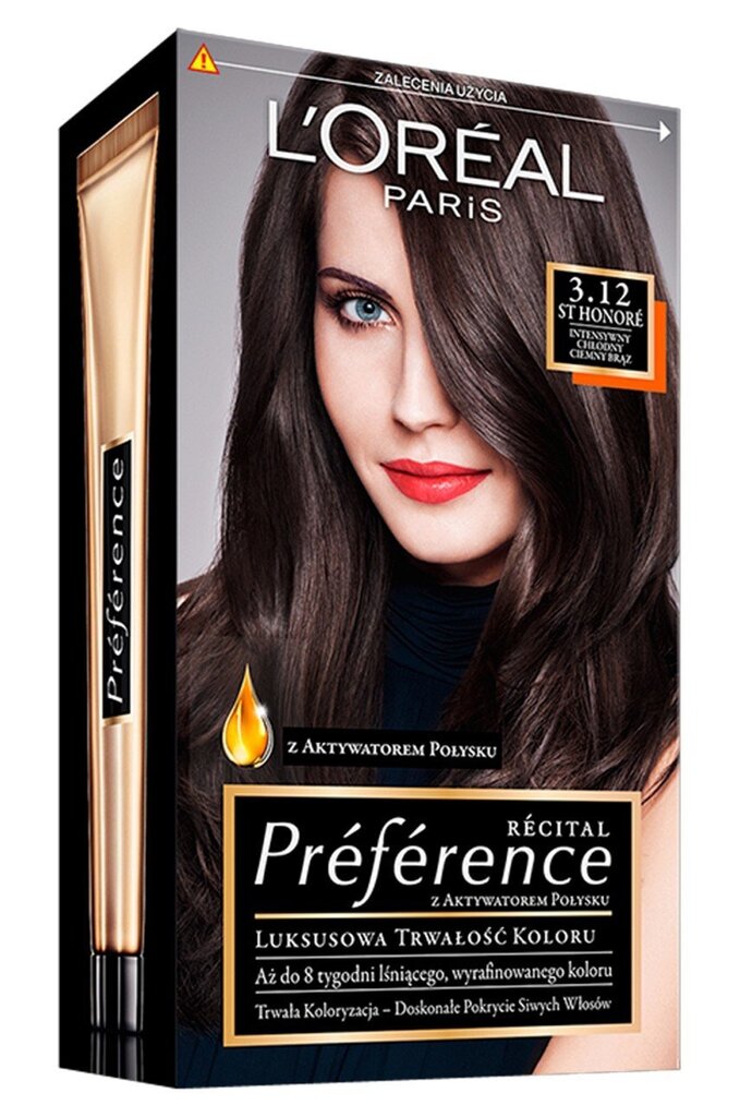 Kauapüsiv juuksevärv L'Oreal Paris Preference, 3.12 Dark Brown hind ja info | Juuksevärvid | kaup24.ee