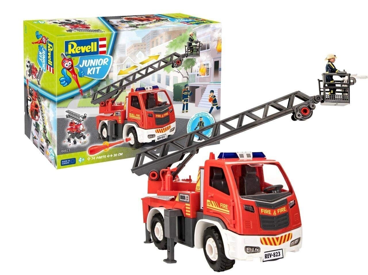 Revell - JUNIOR KIT Fire brigade ladder wagon with figure, 1/20, 00823 hind ja info | Klotsid ja konstruktorid | kaup24.ee