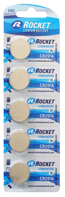 Rocket Lithium CR2016 patareid, 5 tk цена и информация | Patareid | kaup24.ee