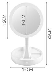 Косметическое круглое зеркало со светодиодной подсветкой цена и информация | Аксессуары для ванной комнаты | kaup24.ee