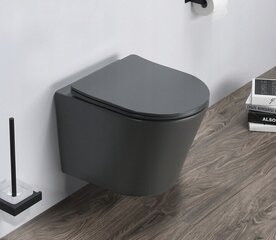 WC-pott Mexen Rico Rimless Black Slim Duroplast aeglaselt isesulguva kaanega цена и информация | Унитазы | kaup24.ee