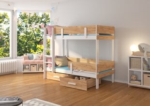 Narivoodi ADRK Furniture Etiona 80x180cm, valge/pruun цена и информация | Детские кровати | kaup24.ee