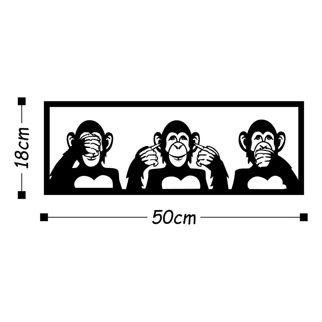 Metallist seinadekoratsioon Three Monkeys S, 50x18 cm цена и информация | Sisustuselemendid | kaup24.ee