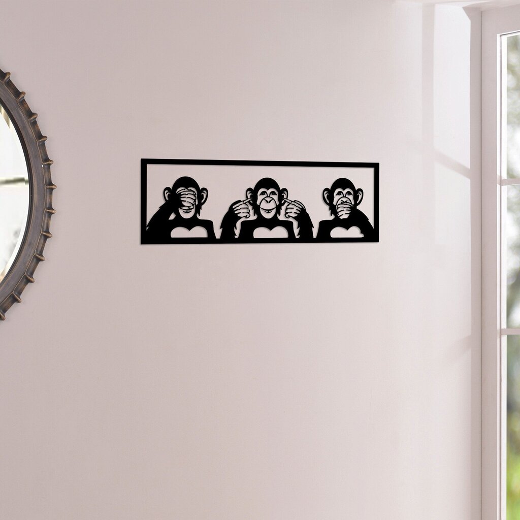 Metallist seinadekoratsioon Three Monkeys S, 50x18 cm цена и информация | Sisustuselemendid | kaup24.ee