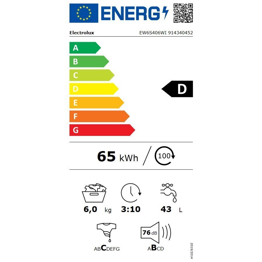 Electrolux EW6S406WI цена и информация | Pesumasinad | kaup24.ee